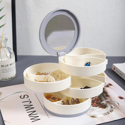 💎4-Layer Rotating Jewelry Box – Keep Necklaces, Rings & Earrings Tangle-Free
