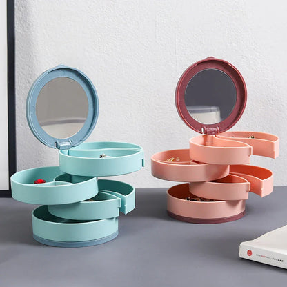 💎4-Layer Rotating Jewelry Box – Keep Necklaces, Rings & Earrings Tangle-Free