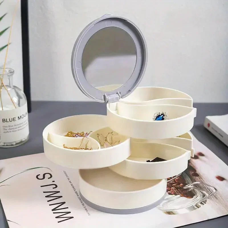 💎4-Layer Rotating Jewelry Box – Keep Necklaces, Rings & Earrings Tangle-Free