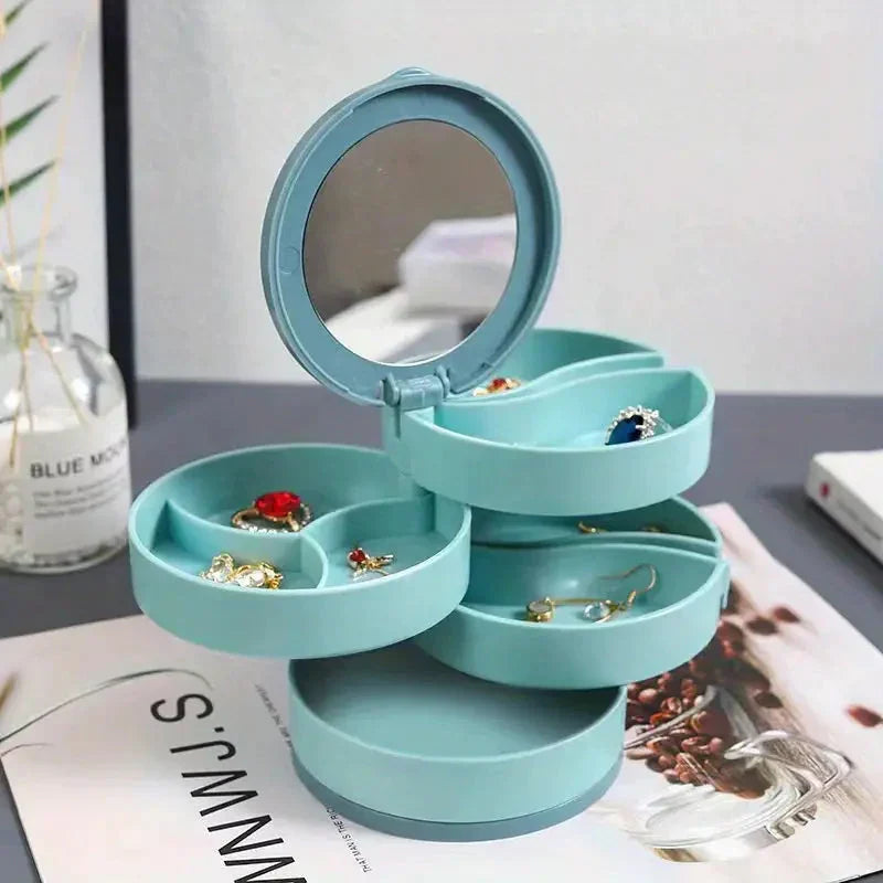 💎4-Layer Rotating Jewelry Box – Keep Necklaces, Rings & Earrings Tangle-Free