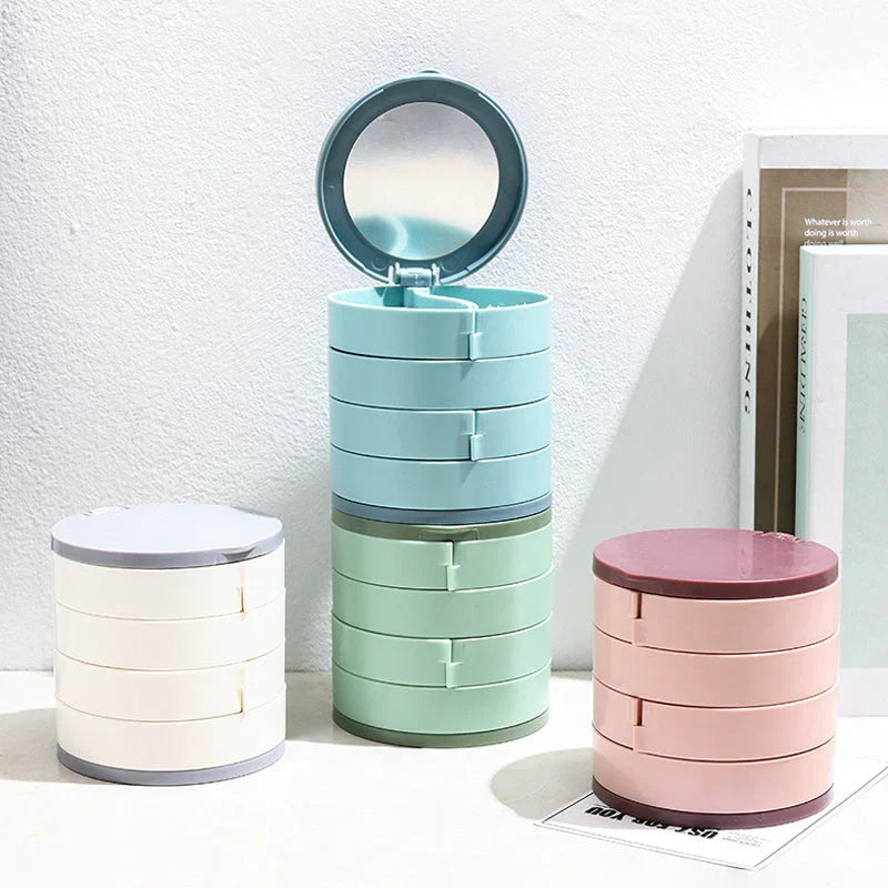 💎4-Layer Rotating Jewelry Box – Keep Necklaces, Rings & Earrings Tangle-Free