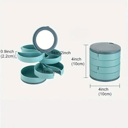 💎4-Layer Rotating Jewelry Box – Keep Necklaces, Rings & Earrings Tangle-Free