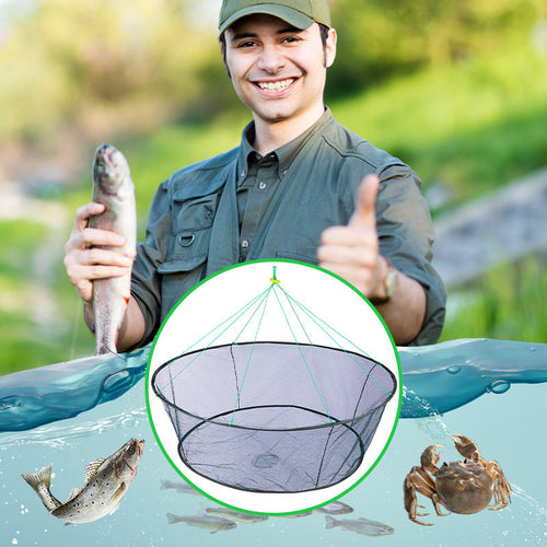 🔥Special Offer🔥 Portable Foldable Hand Crank Fishing Lift Net with Rope