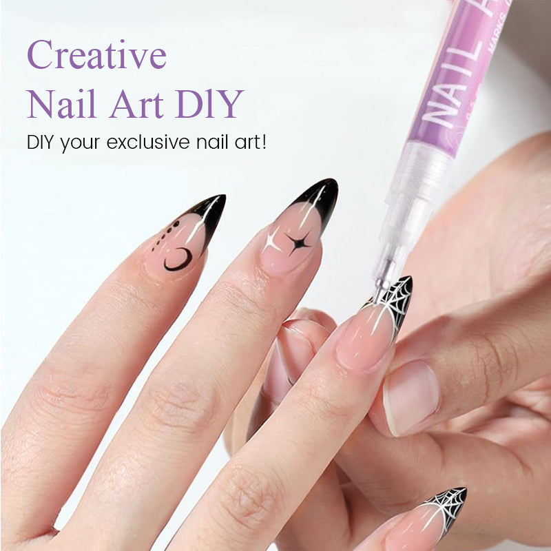 ✨🔥50% OFF! 12 Colors 0.5mm Fine Tip Nail Liner Pens – Easy DIY Nail Outline & Graffiti