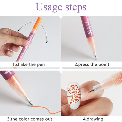 ✨🔥50% OFF! 12 Colors 0.5mm Fine Tip Nail Liner Pens – Easy DIY Nail Outline & Graffiti