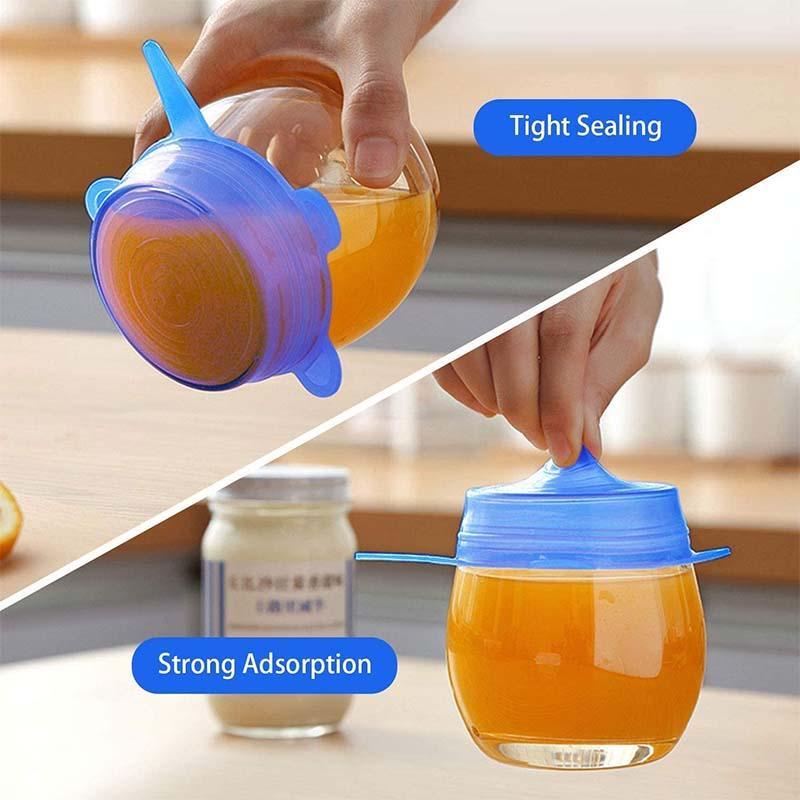 ❄️50% Discount，Buy one get one free!🥣 Reusable Silicone Food Storage Lids 6-Piece – Elastic Stretch Lids for Bowls, Fruit & Leftovers
