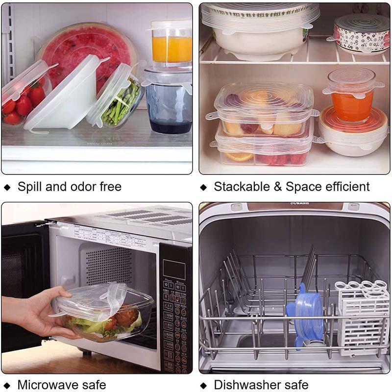 ❄️50% Discount，Buy one get one free!🥣 Reusable Silicone Food Storage Lids 6-Piece – Elastic Stretch Lids for Bowls, Fruit & Leftovers