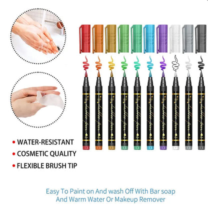 10-kleuren set tijdelijke tattoo markers