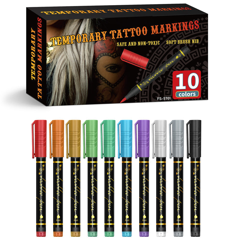 10-kleuren set tijdelijke tattoo markers