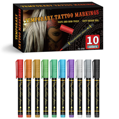 10-kleuren set tijdelijke tattoo markers