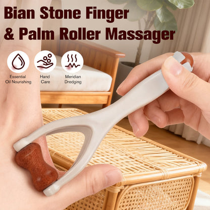 🔥Hot Sale🔥 Natural Bian Stone Hand Massage Roller Traditional Chinese Acupoint Therapy Tool