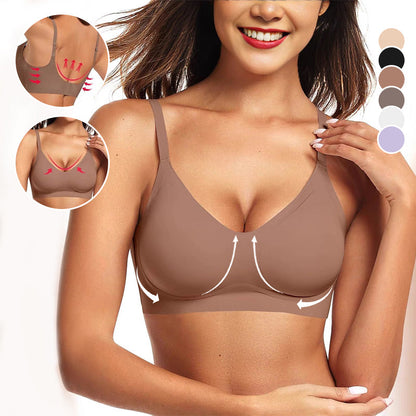 🏆 Last Day Special Price ! 💐Jelly Wireless Womens Comfortable Wireless Bras Push Up Bralettes Seamless Tshirts Bras Deep V Everyday Bras