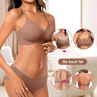 🏆 Last Day Special Price ! 💐Jelly Wireless Womens Comfortable Wireless Bras Push Up Bralettes Seamless Tshirts Bras Deep V Everyday Bras