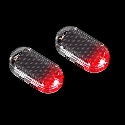 🔥50% OFF Solar LED Simulated Car Anti-Theft Warning Lights, Solar Powered Dummy Alarm Strobe Lamp with USB Backup Waterproof Vehicle Security Light 2 Pack