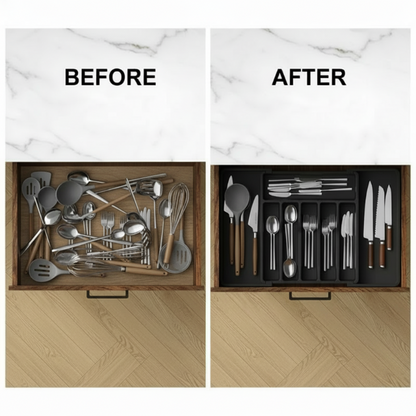 ⚡ Flash Sale Live Now 🎁Extendable Kitchen Cutlery Storage Organizer