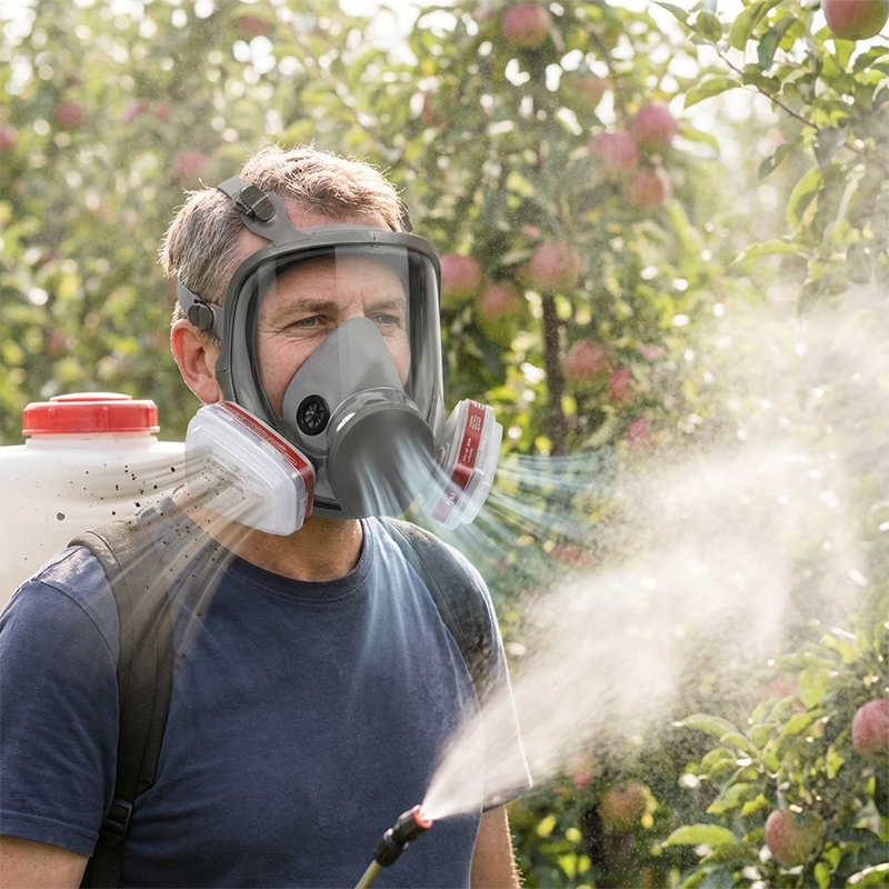 🔥Large View Full Face Gas Mask – Protect Against Paint Fumes, Pesticides & Industrial Toxic Dust