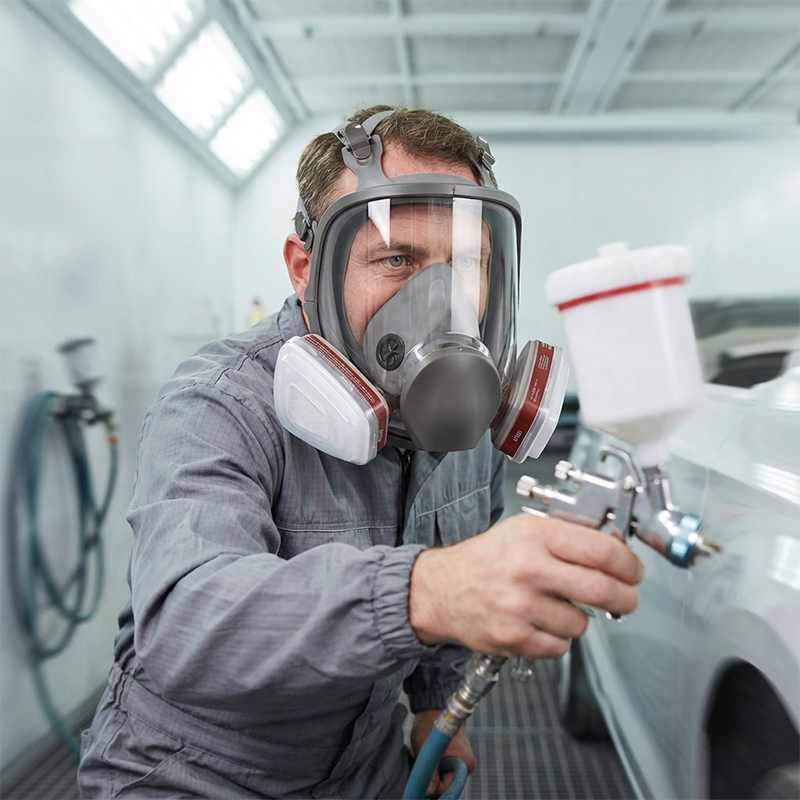 🔥Large View Full Face Gas Mask – Protect Against Paint Fumes, Pesticides & Industrial Toxic Dust