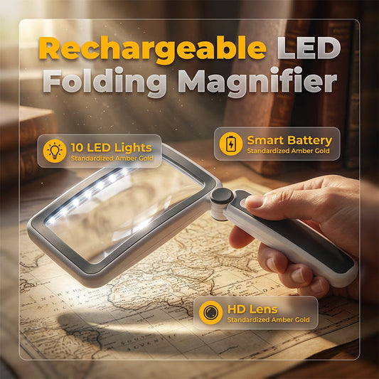 Pocket LED Magnifying Glass Folding Portable Lighted Magnifier for Reading Small Print Elderly