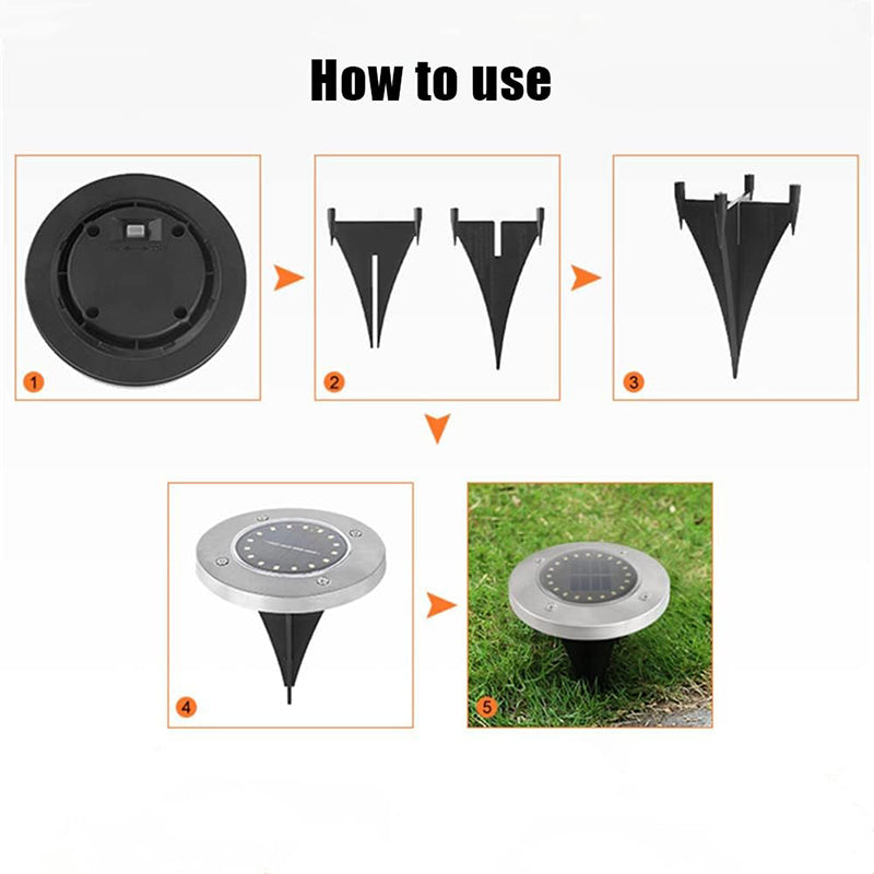 ☀️ 8-LED Solar Ground Lights for Outdoor Gardens – Waterproof Stainless Steel Pathway Disk Lights for Lawn, Patio & Walkway Decoration 🏡