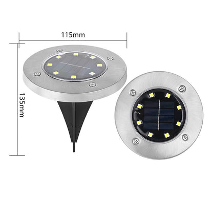 ☀️ 8-LED Solar Ground Lights for Outdoor Gardens – Waterproof Stainless Steel Pathway Disk Lights for Lawn, Patio & Walkway Decoration 🏡