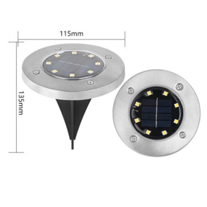 ☀️ 8-LED Solar Ground Lights for Outdoor Gardens – Waterproof Stainless Steel Pathway Disk Lights for Lawn, Patio & Walkway Decoration 🏡