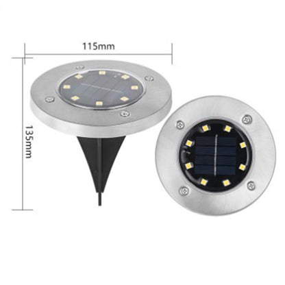 ☀️ 8-LED Solar Ground Lights for Outdoor Gardens – Waterproof Stainless Steel Pathway Disk Lights for Lawn, Patio & Walkway Decoration 🏡