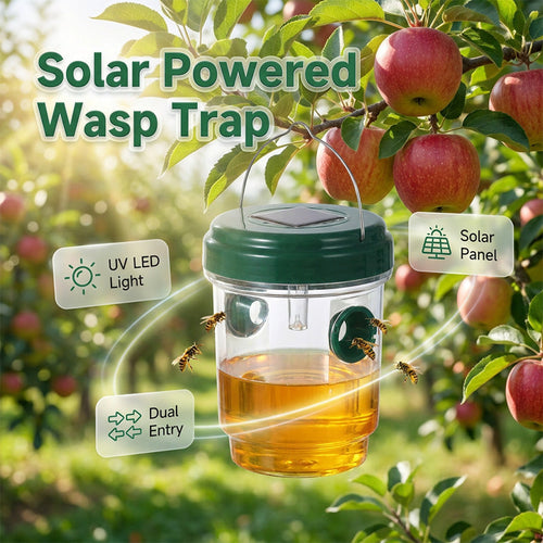 🐝 Solar Powered Hanging Wasp Trap – Safe, Chemical-Free Protection Day & Night