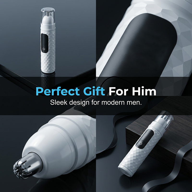 Rechargeable Nose Hair Trimmer with Diamond Sharp Blade, Waterproof Painless Electric Nose Ear Hair Clipper for Men
