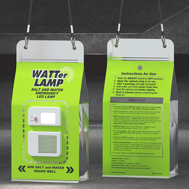🔦Saltwater Powered LED Emergency Lamp – No Batteries, No Charging Required