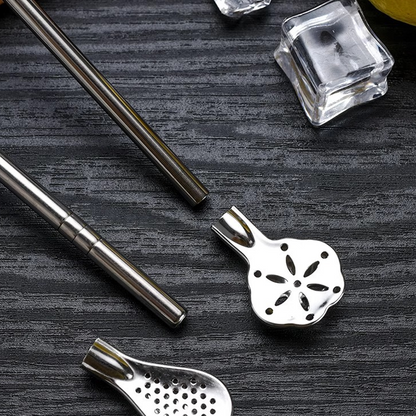 🥤 Buy 1 Get 1 Free ⏰ 304 Stainless Steel 2-in-1 Straw-Spoon – Easy to Clean & Reusable 🥄
