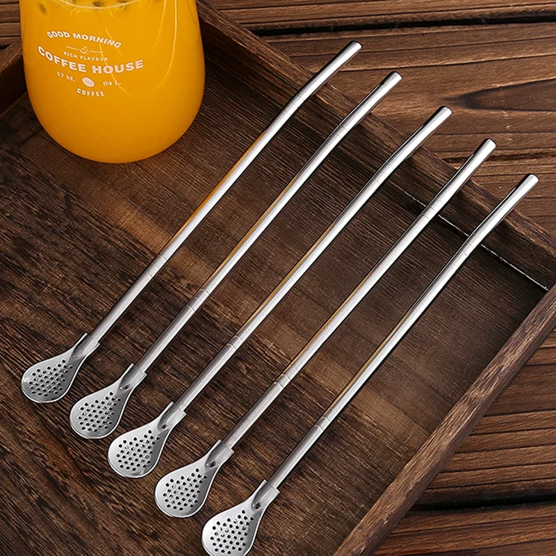 🥤 Buy 1 Get 1 Free ⏰ 304 Stainless Steel 2-in-1 Straw-Spoon – Easy to Clean & Reusable 🥄