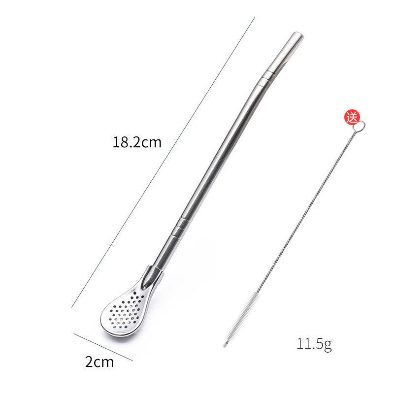 🥤 Buy 1 Get 1 Free ⏰ 304 Stainless Steel 2-in-1 Straw-Spoon – Easy to Clean & Reusable 🥄