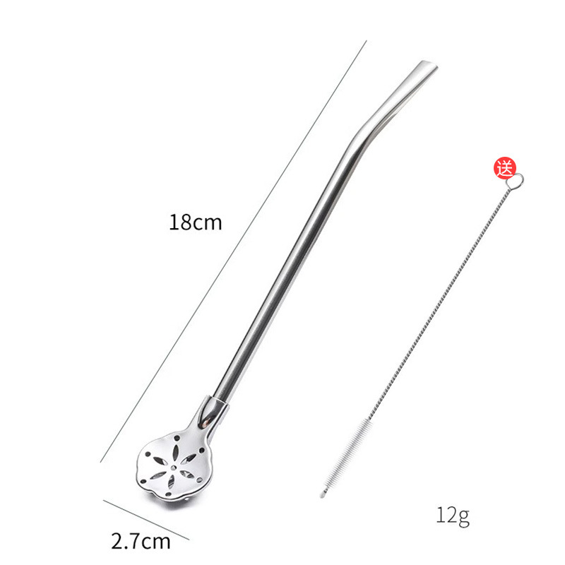 🥤 Buy 1 Get 1 Free ⏰ 304 Stainless Steel 2-in-1 Straw-Spoon – Easy to Clean & Reusable 🥄