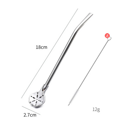 🥤 Buy 1 Get 1 Free ⏰ 304 Stainless Steel 2-in-1 Straw-Spoon – Easy to Clean & Reusable 🥄