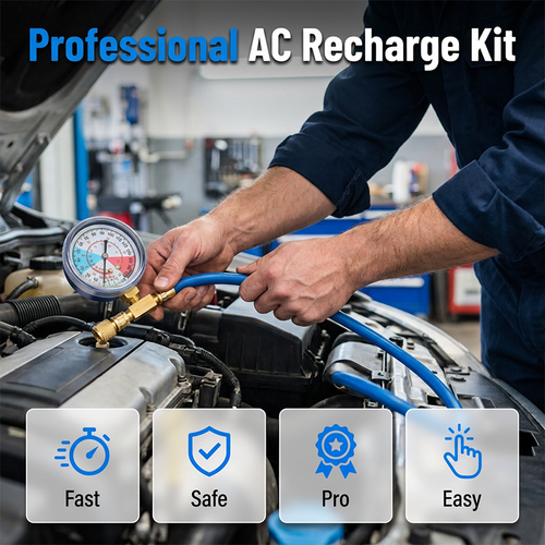 🔧 Save 50% now! ❄️ R134a A/C Refrigerant Charging Hose with Pressure Gauge — Leak-proof design, clear readings; compatible with cars, trucks, and home air conditioners.