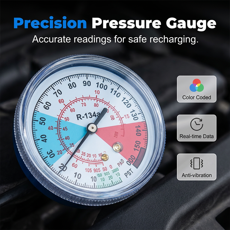 🔧 Save 50% now! ❄️ R134a A/C Refrigerant Charging Hose with Pressure Gauge — Leak-proof design, clear readings; compatible with cars, trucks, and home air conditioners.