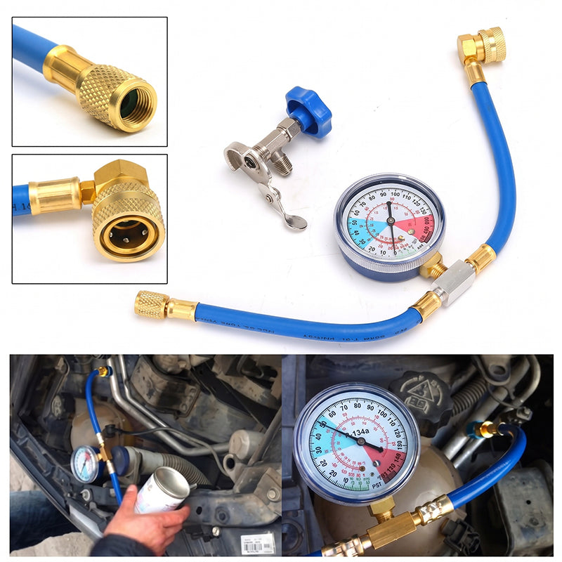 🔧 Save 50% now! ❄️ R134a A/C Refrigerant Charging Hose with Pressure Gauge — Leak-proof design, clear readings; compatible with cars, trucks, and home air conditioners.