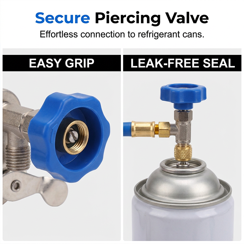 🔧 Save 50% now! ❄️ R134a A/C Refrigerant Charging Hose with Pressure Gauge — Leak-proof design, clear readings; compatible with cars, trucks, and home air conditioners.