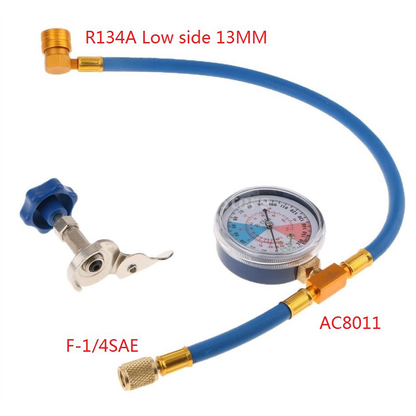 🔧 Save 50% now! ❄️ R134a A/C Refrigerant Charging Hose with Pressure Gauge — Leak-proof design, clear readings; compatible with cars, trucks, and home air conditioners.
