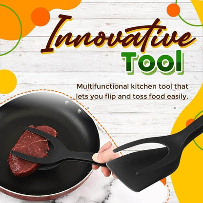 🍳 50% OFF NOW!🥩 2-in-1 Spatula Clip – Heat-Resistant Silicone & Non-Slip Handle