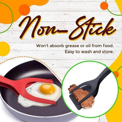 🍳 50% OFF NOW!🥩 2-in-1 Spatula Clip – Heat-Resistant Silicone & Non-Slip Handle