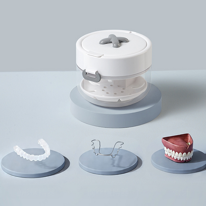 🦷3-in-1 Liftable Denture Cleaner Box | Retainer Invisible Aligner Portable Soaking Storage Case