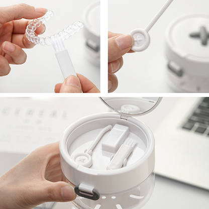 🦷3-in-1 Liftable Denture Cleaner Box | Retainer Invisible Aligner Portable Soaking Storage Case