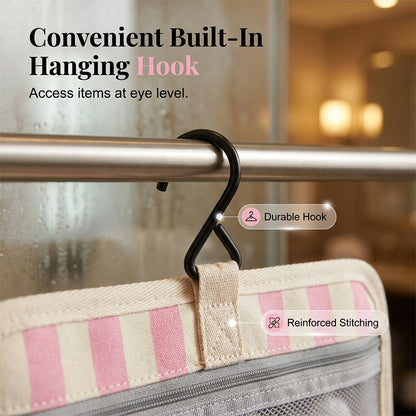 ✨Stop Digging Through Your Suitcase for Toiletries with the Striped Hanging Travel Toiletry Bag