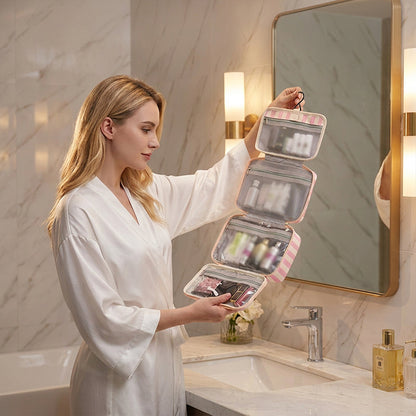✨Stop Digging Through Your Suitcase for Toiletries with the Striped Hanging Travel Toiletry Bag