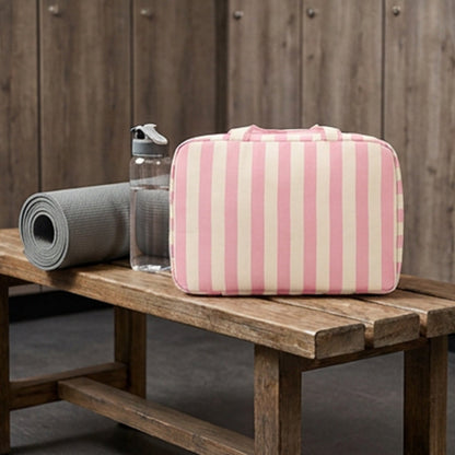 ✨Stop Digging Through Your Suitcase for Toiletries with the Striped Hanging Travel Toiletry Bag