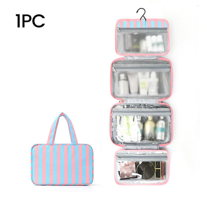 ✨Stop Digging Through Your Suitcase for Toiletries with the Striped Hanging Travel Toiletry Bag