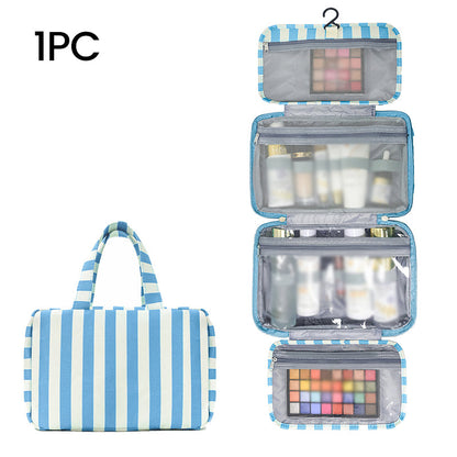 ✨Stop Digging Through Your Suitcase for Toiletries with the Striped Hanging Travel Toiletry Bag