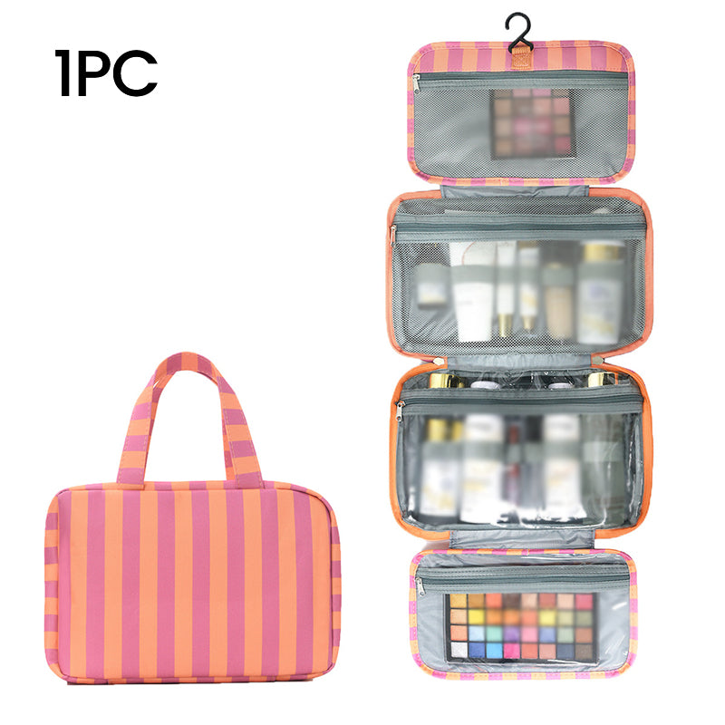 ✨Stop Digging Through Your Suitcase for Toiletries with the Striped Hanging Travel Toiletry Bag