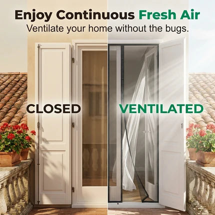 🪰 Easy Install Anti-Mosquito Door Curtain with Magnetic Closure Keeps Insects Out and Fresh Air In Effortlessly